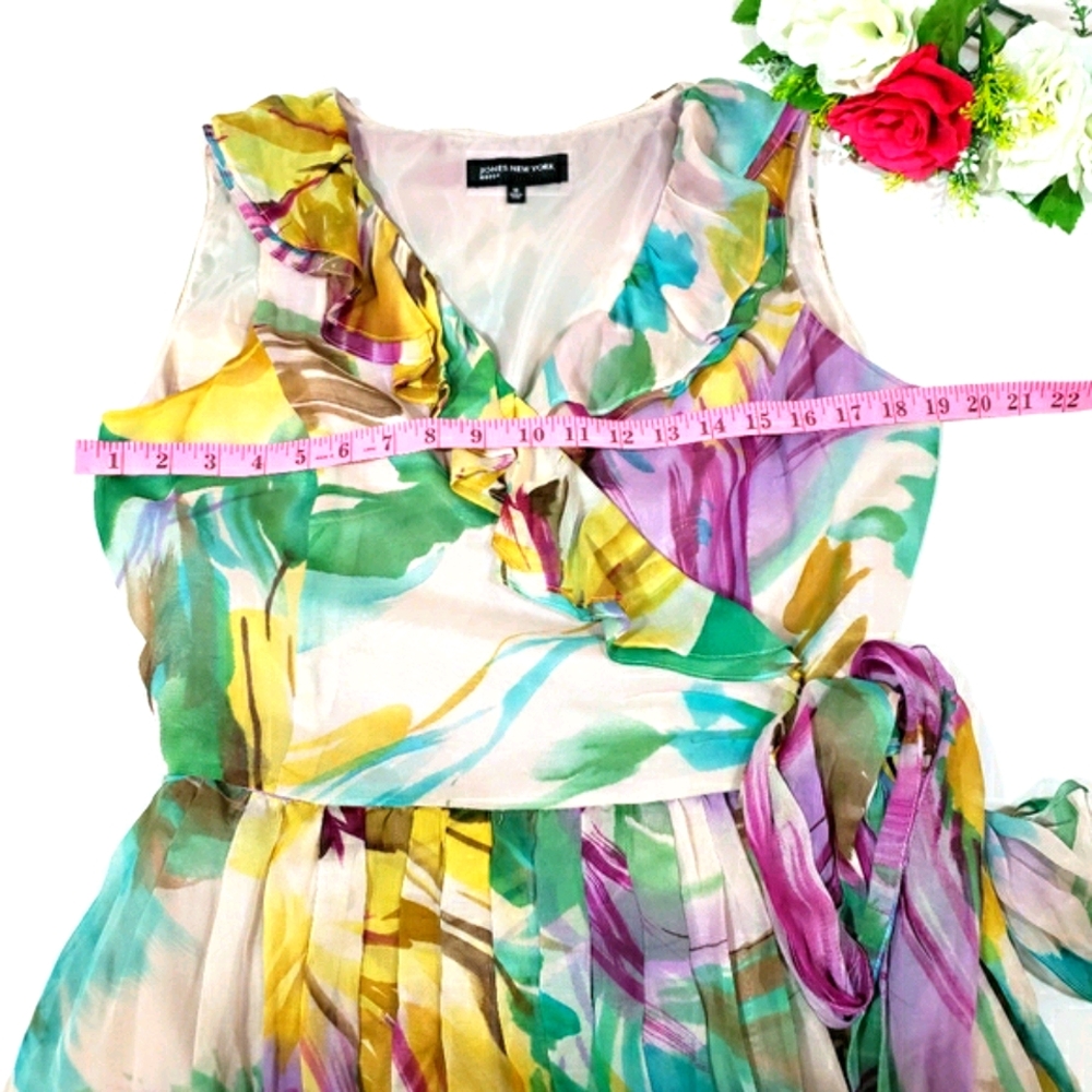 Jones New York Dress floral, 100% Silk - Picture 12 of 16